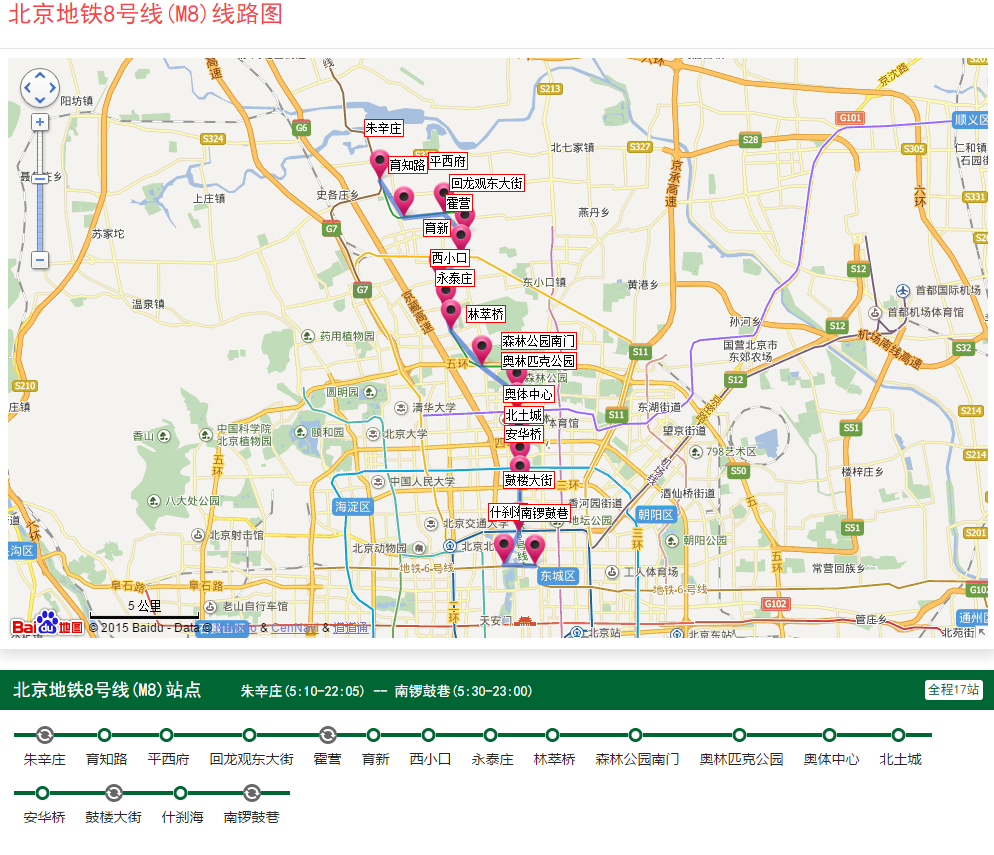 北京地铁8号线(m8)线路图2016最新版图片